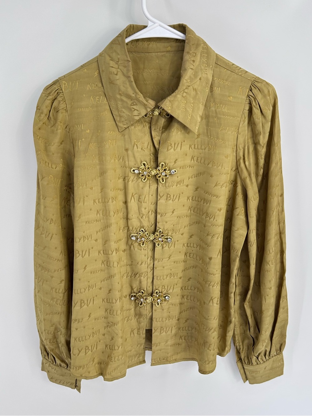 Burryco Maximalist Button Up Embellished Collar Blouse - Size 6